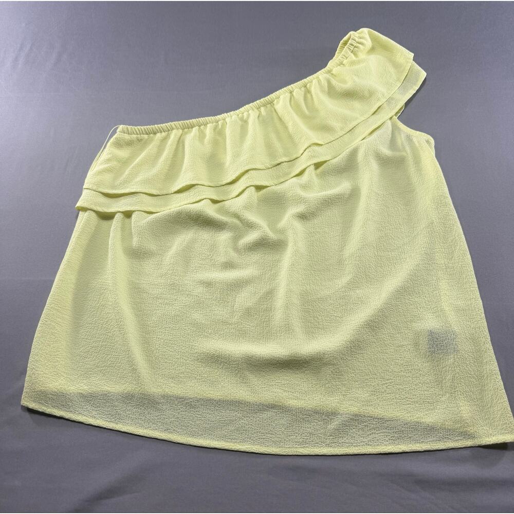 Apt 9 Women’s Large Lime Green Off Shoulder Ruffle Blouse Lightweight Summer Top